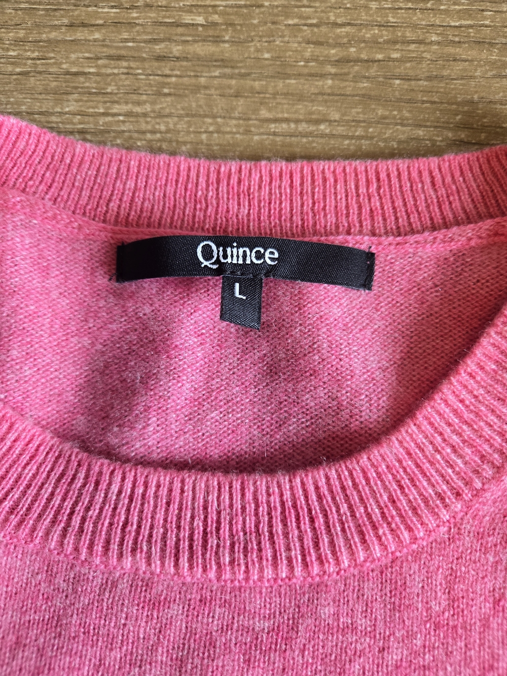 Quince Pink Short-Sleeve Cashmere Crewneck Sweater - Picture 2 of 5
